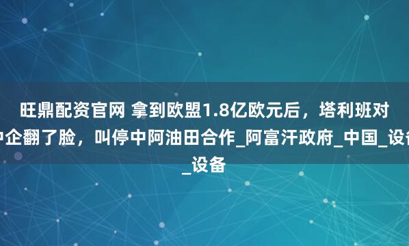 旺鼎配资官网 拿到欧盟1.8亿欧元后，塔利班对中企翻了脸，叫停中阿油田合作_阿富汗政府_中国_设备