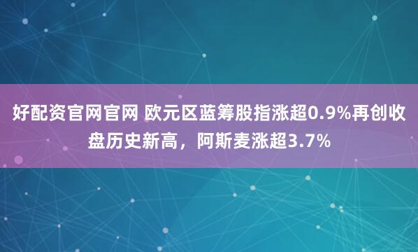 好配资官网官网 欧元区蓝筹股指涨超0.9%再创收盘历史新高，阿斯麦涨超3.7%